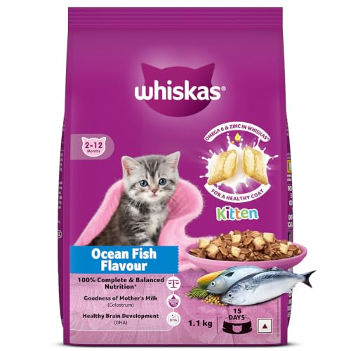 Whiskas Junior Mother Cat & Kitten (2-12 Months) Dry Cat Food, Ocean Fish Flavour, 1.1…