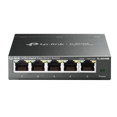 TP-Link 5 Port Gigabit Switch Easy Smart Plug & Play Desktop/Wall-Mount Sturdy Metal w/…