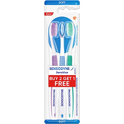 Sensodyne Toothbrush: Sensitive manual tooth brush with soft rounded bristles for adult…