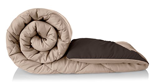 Amazon Brand - Solimo Microfibre Reversible Comforter, Double (Subtle Beige & Walnut Br…