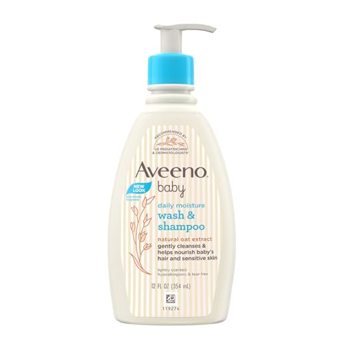 Aveeno Baby Daily Moisture Wash and Shampoo (354ml) | Cleanses hair & body | Oat kernel…
