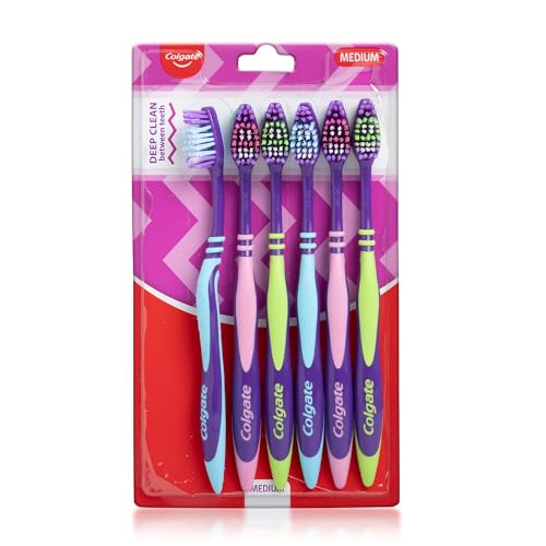 Colgate ZigZag Toothbrush Set of 6 |Medium Bristles| Deep Clean(Multicolor)