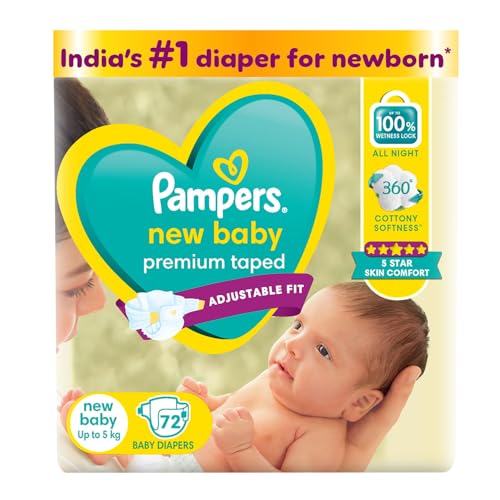 Pampers Active Baby Tape Style Baby Diapers, Newborn/Extra Small (NB/XS) Size, 72 Count…