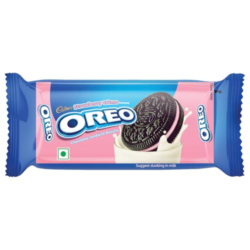 Cadbury Oreo Strawberry Flavour Creme Sandwich Biscuit, 41.75 g