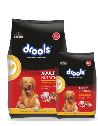 Drools Adult Dry Dog Food 4.2kg (3kg + 1.2kg Free) | Chicken & Egg Flavour | Supports A…