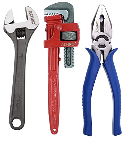 ACHRO Combo Pack of 3 Tool Kits Set for Home (Contains 8 Inch Adjustable Spanner, 8 Inc…