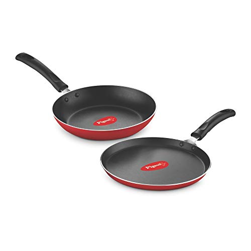 Pigeon Aluminium Non Stick Tawa-Fry Pan Gift Set (Red) - Duo Pack