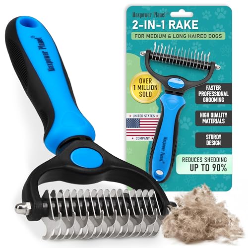 Maxpower Planet Pet Grooming Brush - Double Sided Shedding and Dematting Undercoat Rake…