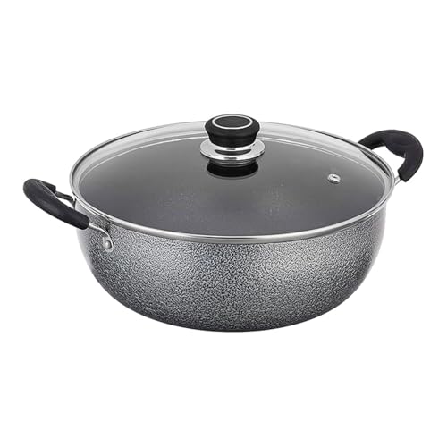 Amazon Solimo Non-Stick Kadhai With Glass Lid | 26 Cm | 4 L | Hammerstone Finish | 3 Co…