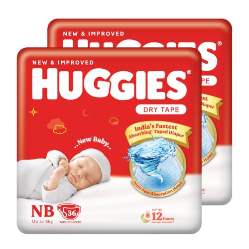 Huggies Complete Comfort Dry Tape Newborn - (NB/XS) Size Baby Tape Diapers, Combo Pack…