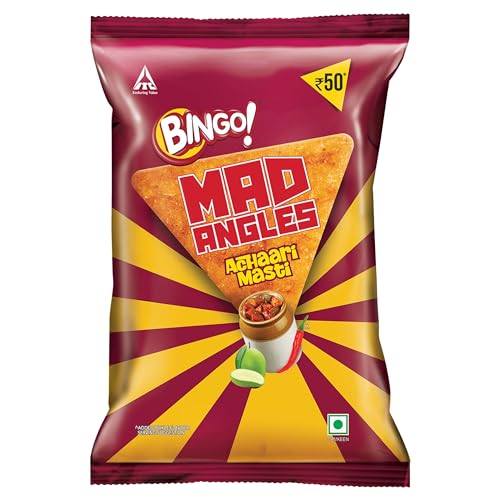 Bingo! Mad Angles Achaari Masti – Desi Mango Pickle Flavour Crunchy Triangle Chips | Ta…