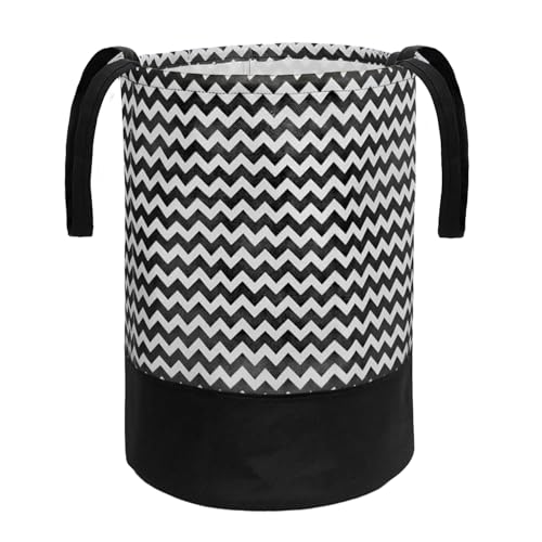 PrettyKrafts 45L Non Woven Wave Printed Round Foldable Large Laundry Bag/Basket With Ha…