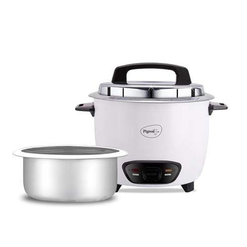 Pigeon by Stovekraft Joy Rice Cooker with Single pot, 1 litres. (White) | Toughened Gla…