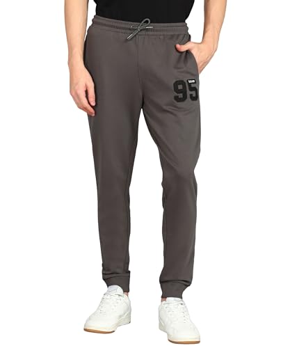 Alan Jones Clothing Men Mid Rise Cotton Blend Joggers Track Pants | French Terry | Zipp…