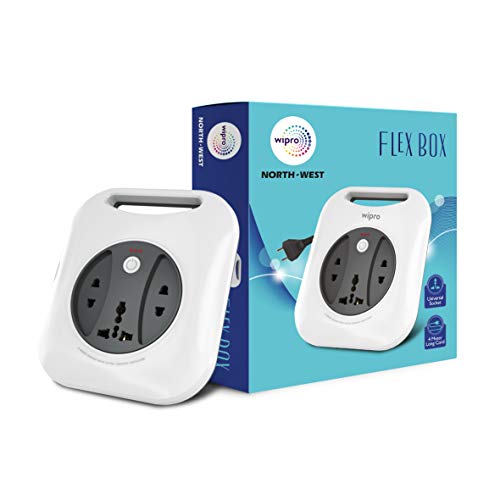 Wipro Flex Box Extension Cord with Universal 3-Pin(1 Unit) & 2-Pin(2 Units) Sockets, wi…