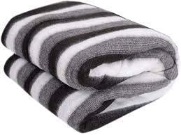 Fleece Single Blanket, Black and White, Pack of 1, 200 Tc Skin_Friendly