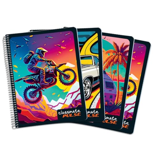Classmate Pulse Single Subject Spiral Notebook - Pack of 4 | Unruled | 200 Pages | 24.0…