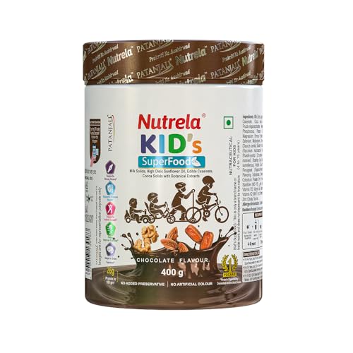 Nutrela Kids Protein Powder - 400g, Chocolate Flavour | Helps in Memory and Brain Devel…
