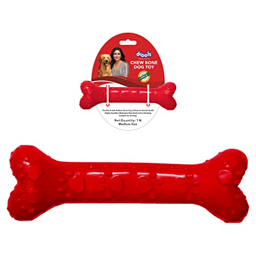 Drools Non-Toxic Rubber Dog Chew Bone Toy (Medium - 12.7 cm) | Red | Durable Chewing |…