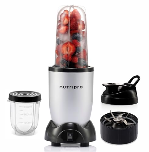 NutriPro Juicer Mixer Grinder - Smoothie Maker - 500 Watts (2 Jars & 1 Blade, Silver) -…