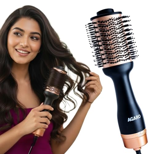 AGARO Hot Air Brush for Hair, Blow Dryer Brush, Volumizer & Styler, 360° Air flow Vent,…