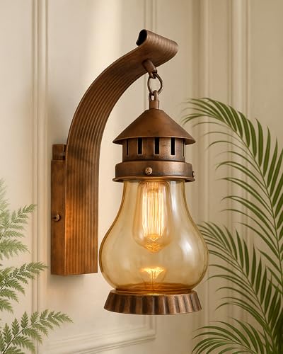 Homesake Vintage Wall Lantern | Rustic Outdoor & Indoor Wall Light | Antique Copper Fin…