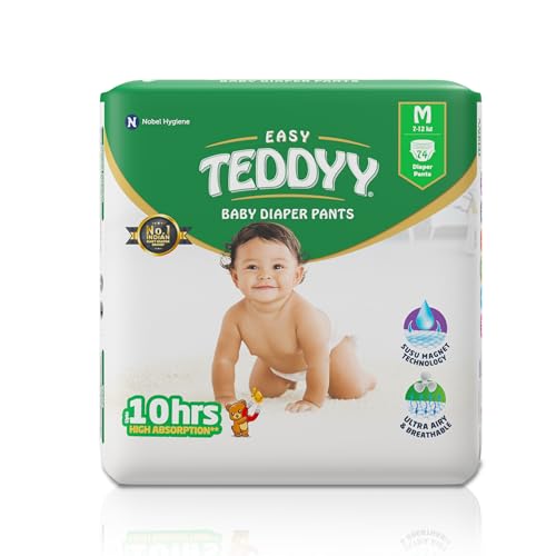 TEDDYY Easy Baby M Size Diaper Pant Style | 74 Count (Medium) | 7–12 kg (Pack of 1) | L…