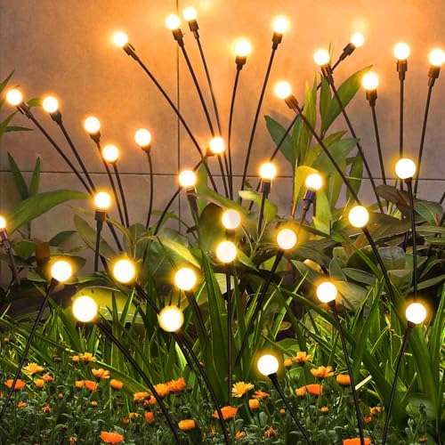 ZFNN 4 Pack Starburst Swaying Solar Garden Lights, Outdoor Waterproof Firefly Lights fo…