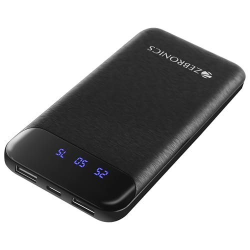 ZEBRONICS MB10000S4 Power Bank, 10000 mAh, 12W, Dual USB Output, Type C & Micro USB Inp…