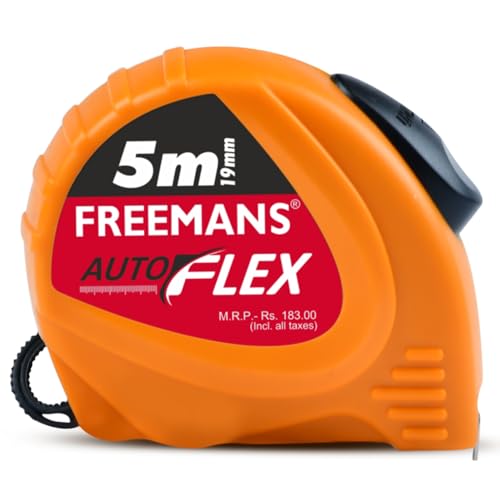FREEMANS AUTOFLEX 5m:19mm Steel Inchi Pocket Measuring Tape with Unbreakable ABS Case,…