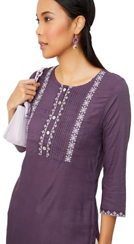 Max Women Rayon Straight Fit Straight Kurta Shirt (WWSU31006PURPLE_Purple, Medium)