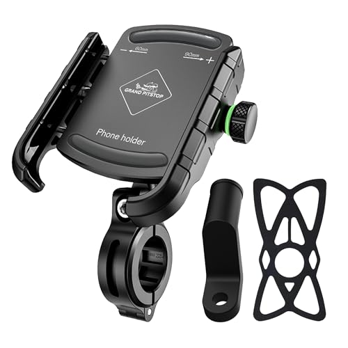 GRAND PITSTOP Mobile Holder for Bikes | (Black - Jaw Grip 360° Rotation) | Phone Mount…