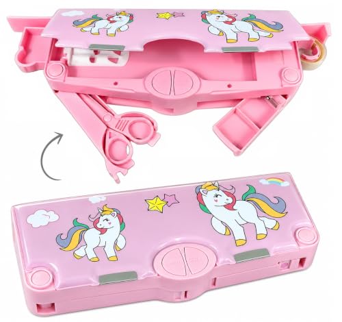 Umadiya Plastic Branded Unicorn Theme Magnetic Pencil Box For Kids, Space Pencil Box Fo…