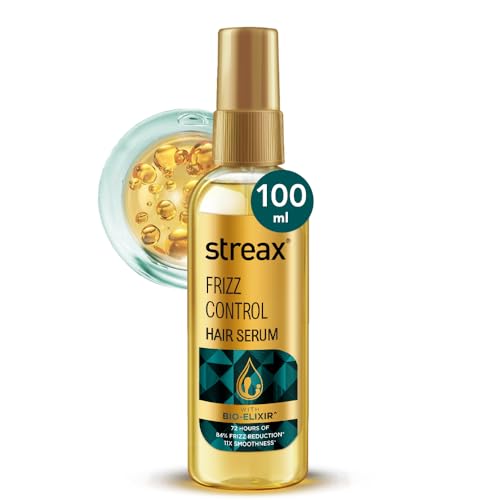 Streax Frizz Control Hair Serum for Dry Frizzy Hair- 100 ml, 72hrs Frizz Free Hair, For…