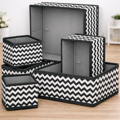 PulGos 𝟔𝐩𝐜𝐬 Foldable Drawer Organizer Box | Closet Storage Bins |Undergarments, Station…