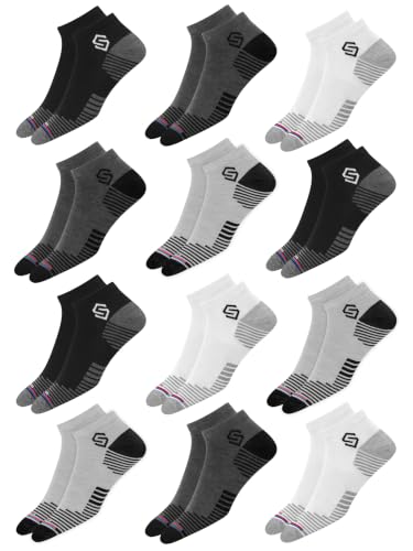 SWAGR 12 Pairs Sports Cotton Ankle Length Socks for Men, Pack of 12., Assorted