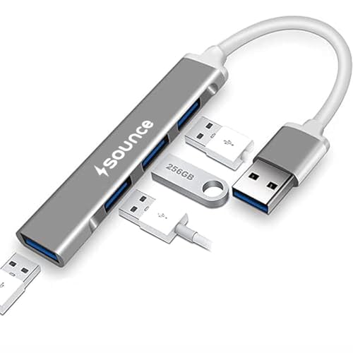 Sounce 4-Port USB 3.0 Hub for PC – High-Speed Aluminum USB Hub Compatible with PC, MacB…
