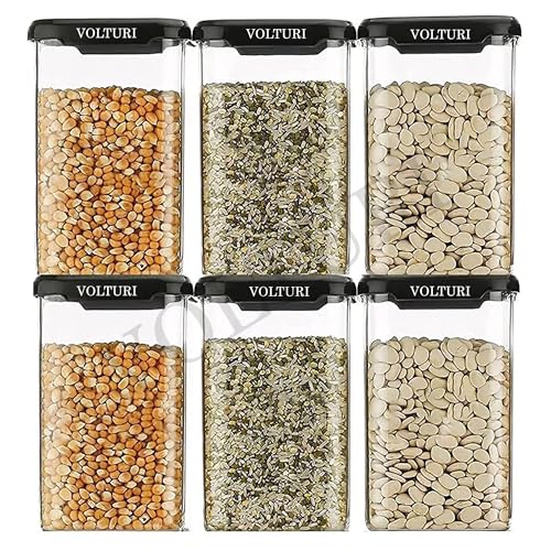 VOLTURI Air Tight Containers for Kitchen Storage (Pack of 6, 1200 ML), Kitchen Storage…