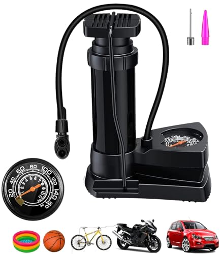 VHOI Bike Car Cycle Tyre Air Pump Portable Activated High Pressure Mini Foot Floor Pump…