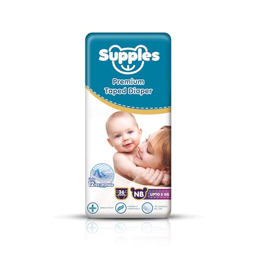 Amazon Brand - Supples Premium Newborn Taped Diapers | Derma Tested, Extra Soft, High A…