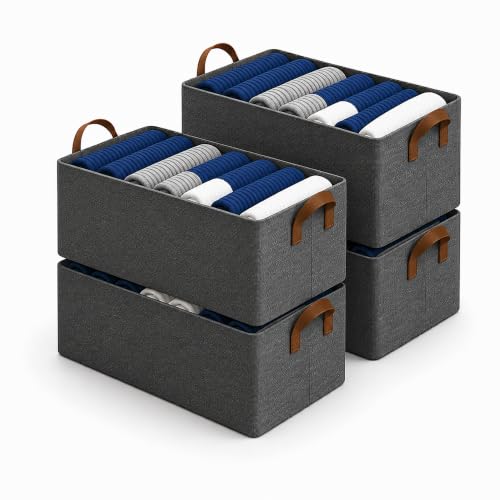 DALUCI 4 Pcs Wardrobe Organizer for Clothes - Foldable Fabric Storage Box with Metal Fr…