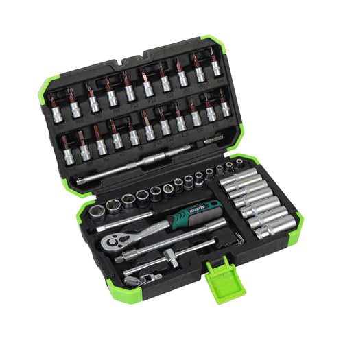 SPARTAN 53 Pcs of Multi-Purpose 1/4" Socket and Drive Tool Set with Plastic Toolbox | Q…