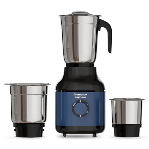 Crompton Ameo 500W Mixer Grinder with Powertron Motor & Motor Vent-X Technology, Robust…
