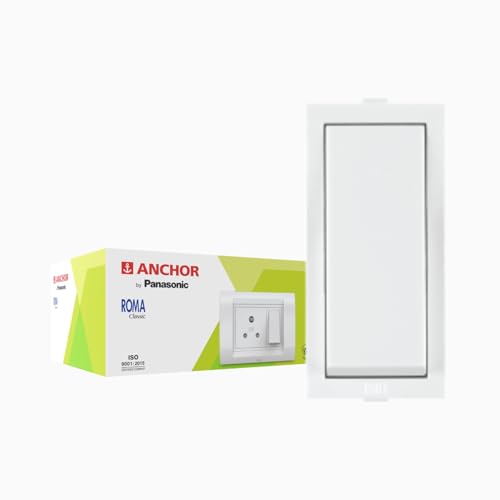 Anchor by Panasonic Roma Classic 10AX One Way Switch, 1 Module Switch for Low to Medium…