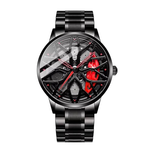 GOLDENIZE FASHION Branded Men's Sport Quartz Watch Car Wheel Multicolour Dial Wheel Dia…