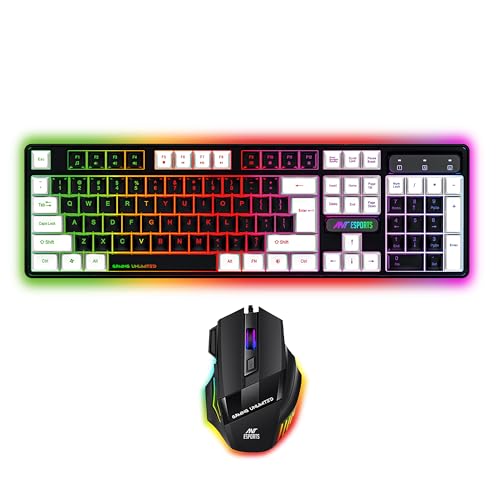Ant Esports KM1410 Wired Gaming Keyboard and Mouse Combo, RGB LED Backlit, 25 Keys Anti…