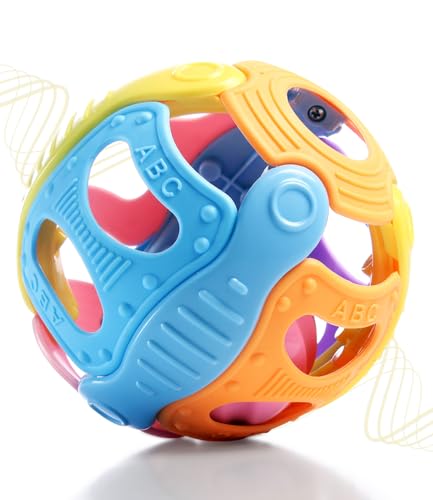 Intellibaby Premium Sensory Grasping Rattle Ball for Newborns,Textured Sound & Rattle T…