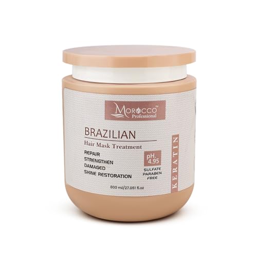 MOROCCO PROFESSIONAL Brazilian Hair Mask For Dry & Frizy Hair – 800ml | Deep Repair & K…