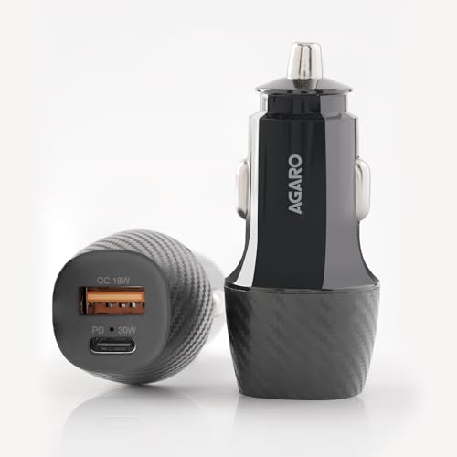 AGARO Pulse Car Charger, Dual Port with 51W Fast Car Charger with Dual Output (33W Pd T…