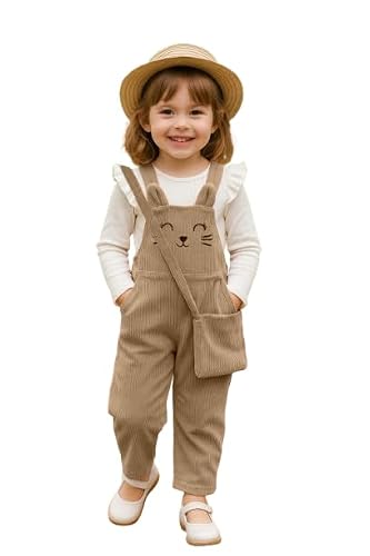 Ninas Baby Girls Solid Cotton Blend Style Top and Dungarees Set with Purse (4-5 Years,…